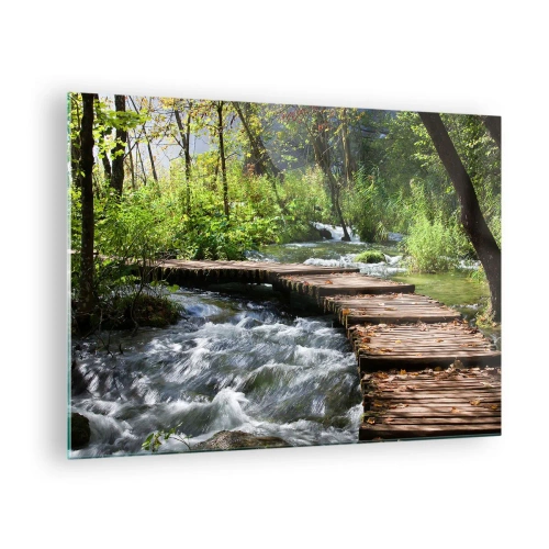 Üveg kép Arttor 70x50 cm - A habzó zuhatag felett - Tájkép, Horvátország, Természet, Nemzeti Park, Vízesés, A nappaliba, A hálószobába, Zöld, Barna, Vízszintes, Üveg, GAA70x50-0356