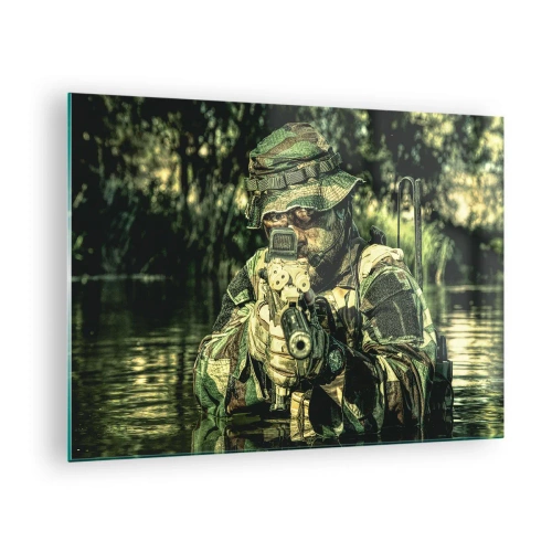 Üveg kép Arttor 70x50 cm - A legeslegjobb - Katonai, Katona, Puska, Kommandó, Hadsereg, A nappaliba, Fehér, Fekete, Vízszintes, Üveg, GAA70x50-3945