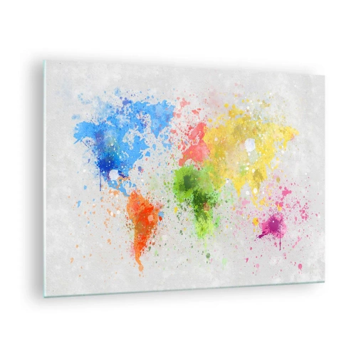 Üveg kép Arttor 70x50 cm - A világ minden színe - Világtérkép, Kontinensek, Utazások, Grafika, Színes Illusztráció, A nappaliba, A hálószobába, Rózsaszín, Zöld, Vízszintes, Üveg, GAA70x50-3559