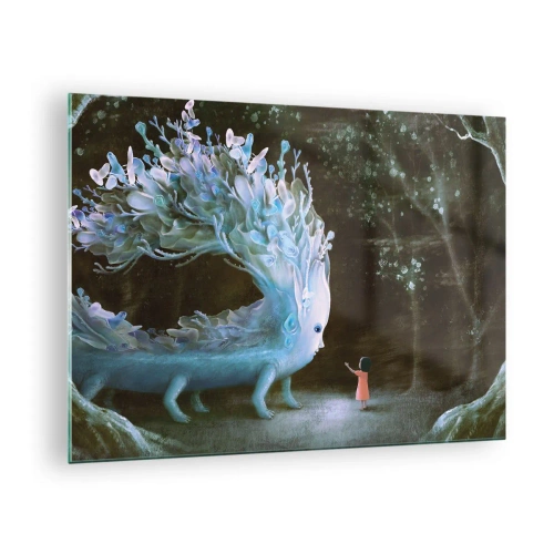 Üveg kép Arttor 70x50 cm - Fantasztikus találkozás - Absztrakció, Fantázia, Mesevilág, Művészet, Lány, A nappaliba, A hálószobába, Fehér, Barna, Vízszintes, Üveg, GAA70x50-4712