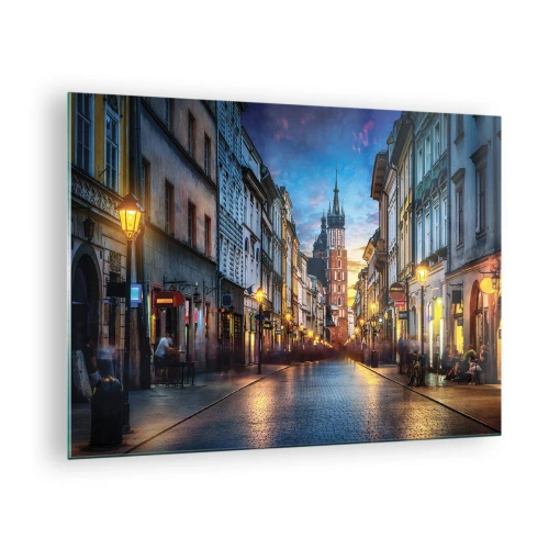 Üveg kép Arttor 70x50 cm - Krakkó varázsa - Város, Krakkó, Szt. Mária Templom, Építészet, Utazások, A nappaliba, A hálószobába, Fehér, Barna, Vízszintes, Üveg, GAA70x50-4722