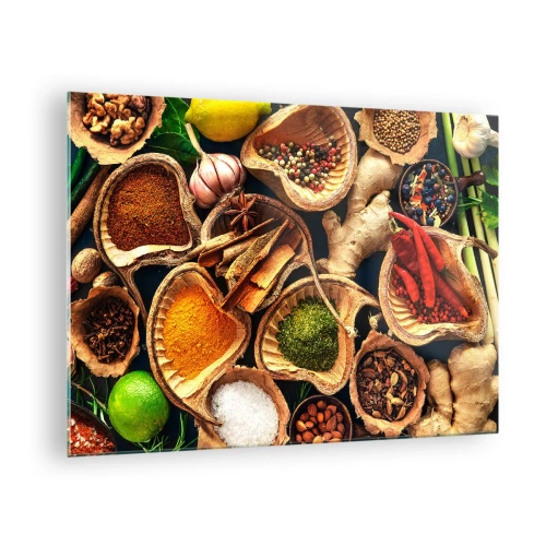 Üveg kép Arttor 70x50 cm - Vigyél, amit akarsz - Gasztronómia, Szárított Gyógynövények, Fűszerek, Konyha, Ázsia, A nappaliba, A hálószobába, Barna, Narancssárga, Vízszintes, Üveg, GAA70x50-2844