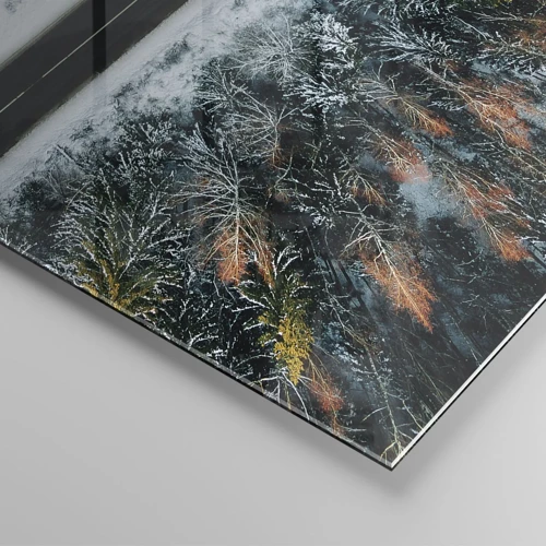 Üveg kép - Átvágni a téli erdőn - 70x50 cm
