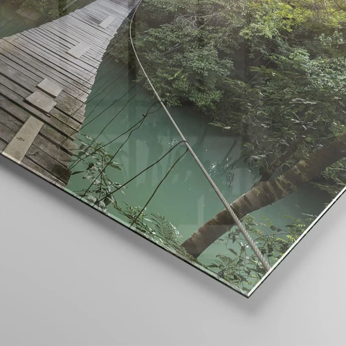 Üveg kép - Az azúrkék vízen át az azúrkék erdőbe - 70x50 cm