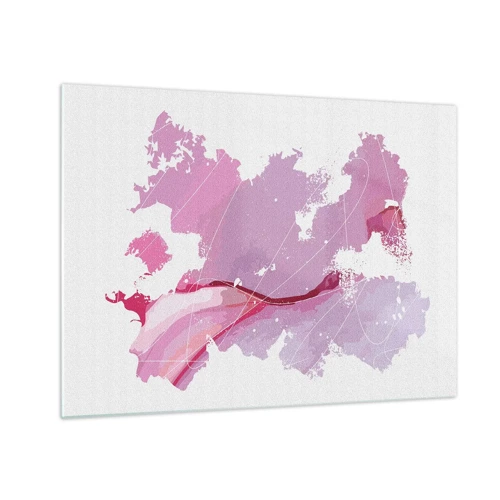 Üveg kép - Egy rózsaszín világ térképe - 70x50 cm