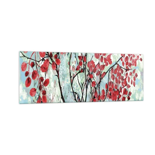 Üveg kép - Fa skarlát színben - 140x50 cm