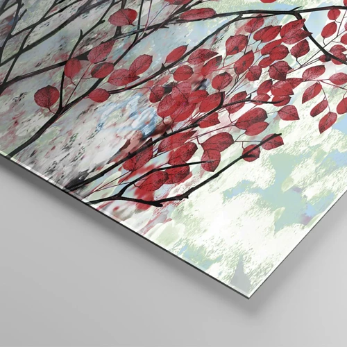 Üveg kép - Fa skarlát színben - 70x70 cm