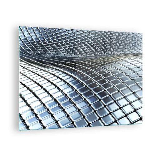 Üveg kép - Fémes ezüst hullám - 70x50 cm