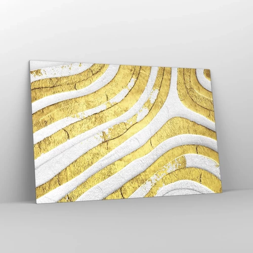 Üveg kép - Kompozíció fehér és arany színben - 120x80 cm