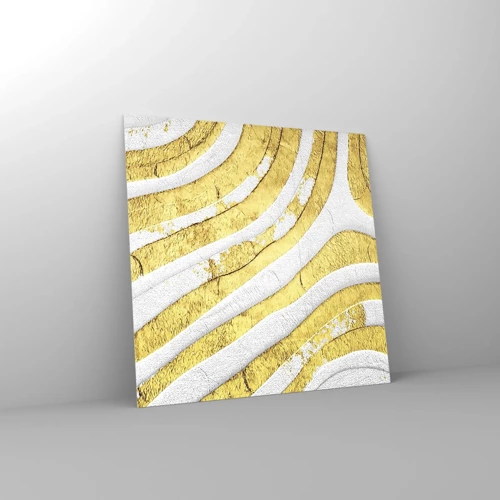 Üveg kép - Kompozíció fehér és arany színben - 40x40 cm