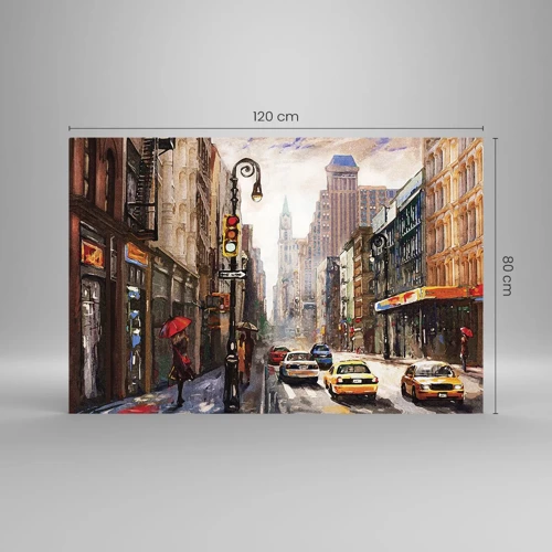 Üveg kép - New York – esőben is színes - 120x80 cm