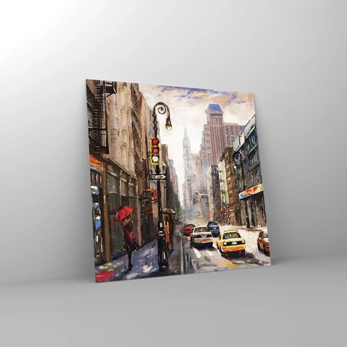 Üveg kép - New York – esőben is színes - 40x40 cm