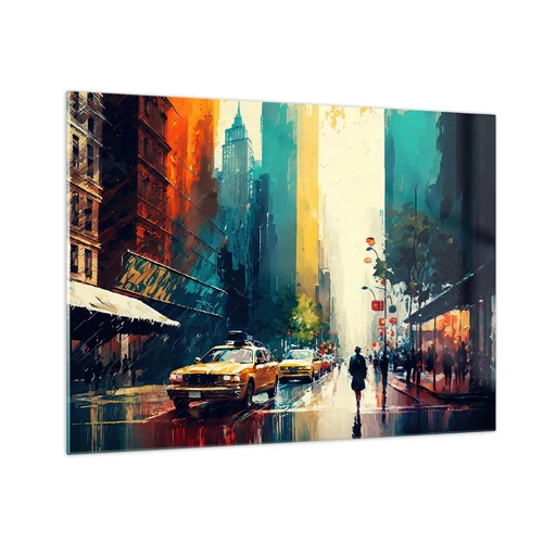 Üveg kép - New York - itt még az eső is színes. - 70x50 cm
