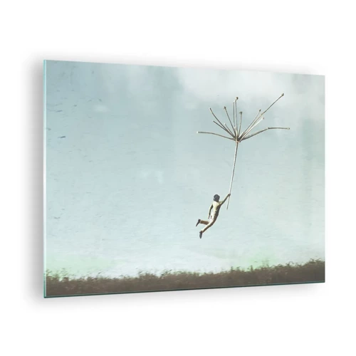 Üveg kép - Sárkányrepülők, pitypangok, szél - 70x50 cm