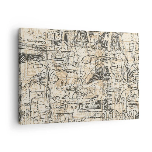 Vászonkép Arttor 70x50 cm - Dekódolásra vár - Grafika, Művészet, Absztrakció, Vonalak, Modern Művészet, A nappaliba, A hálószobába, Fehér, Fekete, Vízszintes, Vászon, AA70x50-5047