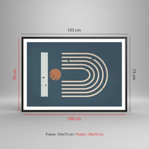 Poszter fehér keretben - Geometria sötétkék háttéren - 100x70 cm