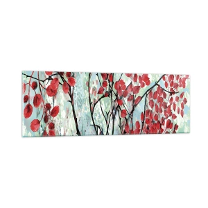 Üveg kép - Fa skarlát színben - 90x30 cm