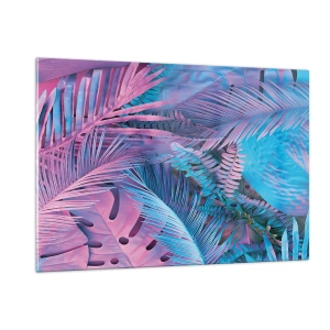 Üveg kép - Trópusok rózsaszínben és kékben  - 120x80 cm
